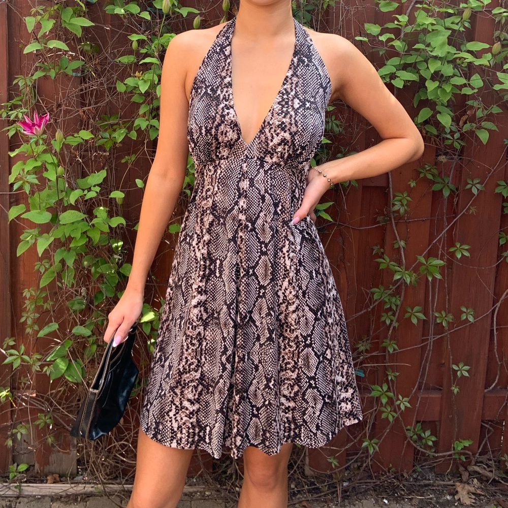 parasuco snake print halter neck dress
